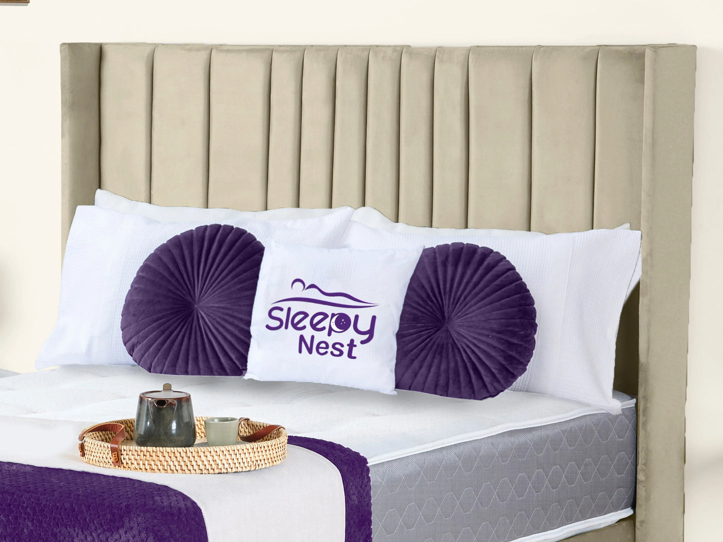 Valencia Lined Wings Upholstered Bed
