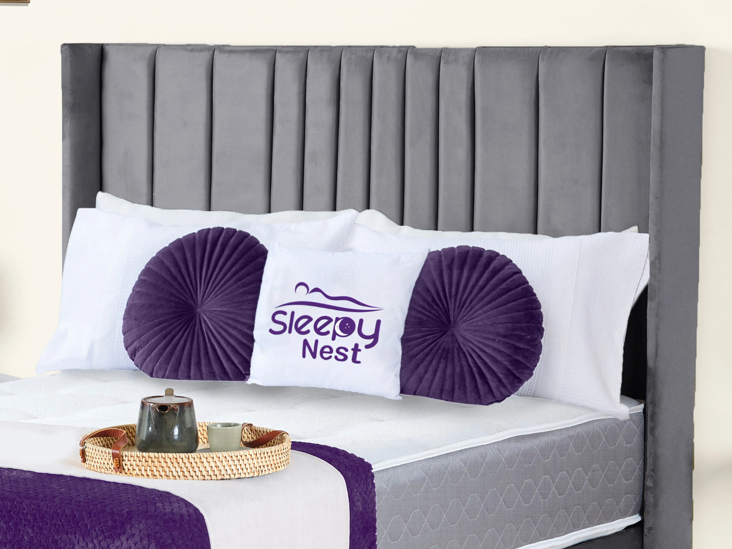 Valencia Lined Wings Upholstered Bed