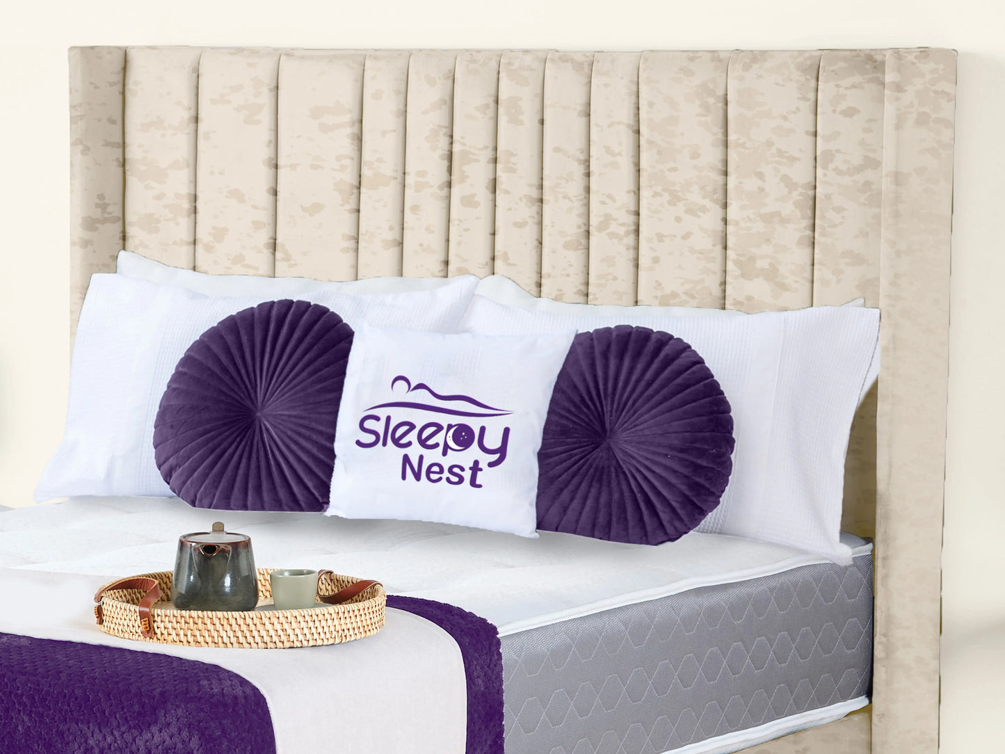 Valencia Lined Wings Upholstered Bed
