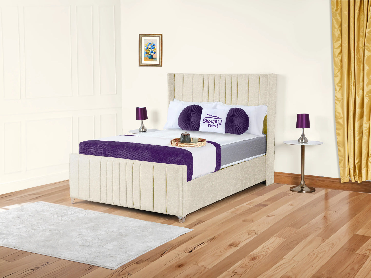 Valencia Lined Wings Upholstered Bed