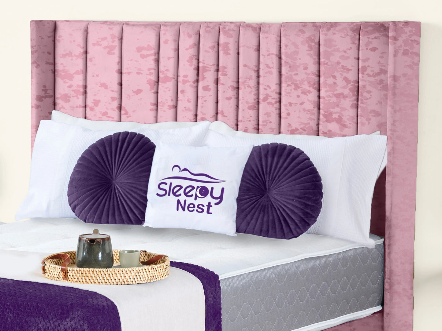 Valencia Lined Wings Upholstered Bed