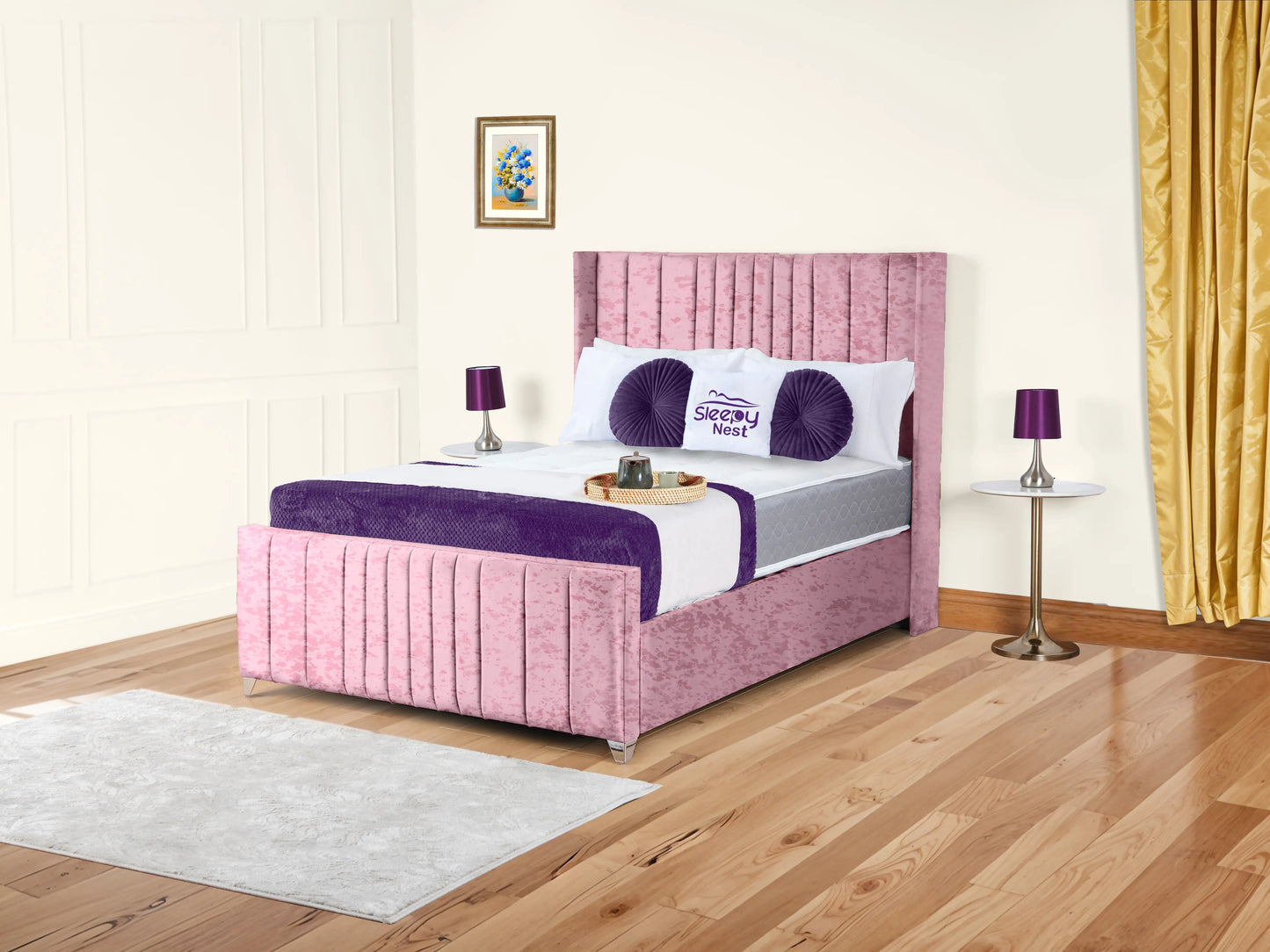 Valencia Lined Wings Upholstered Bed