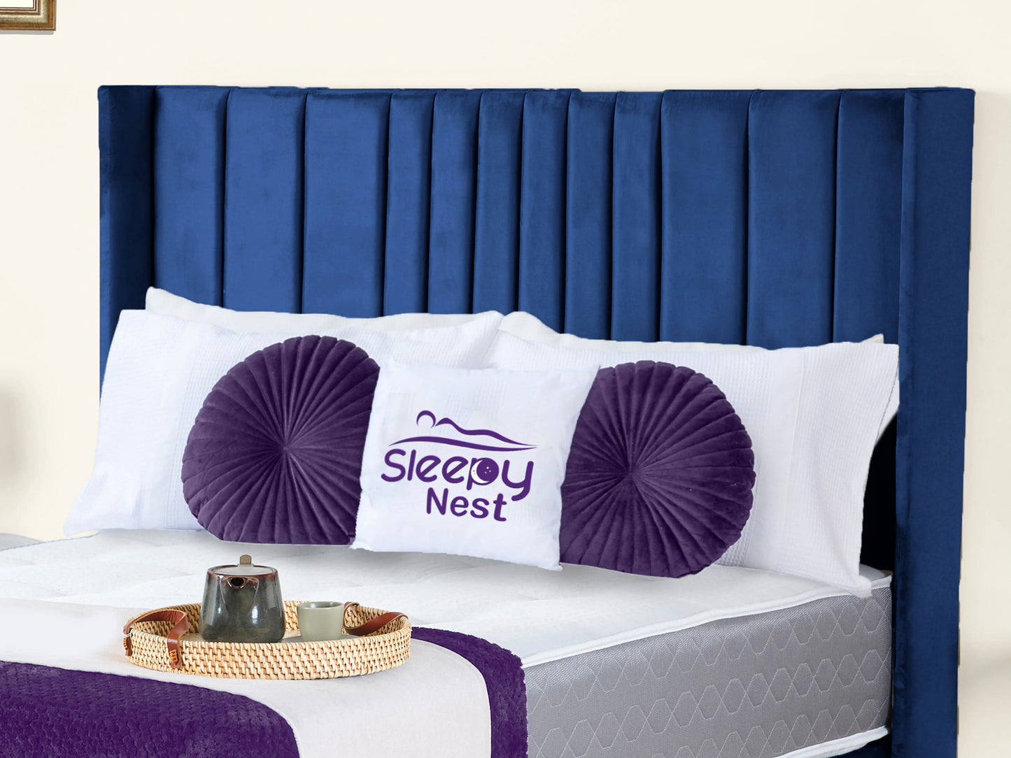 Valencia Lined Wings Upholstered Bed