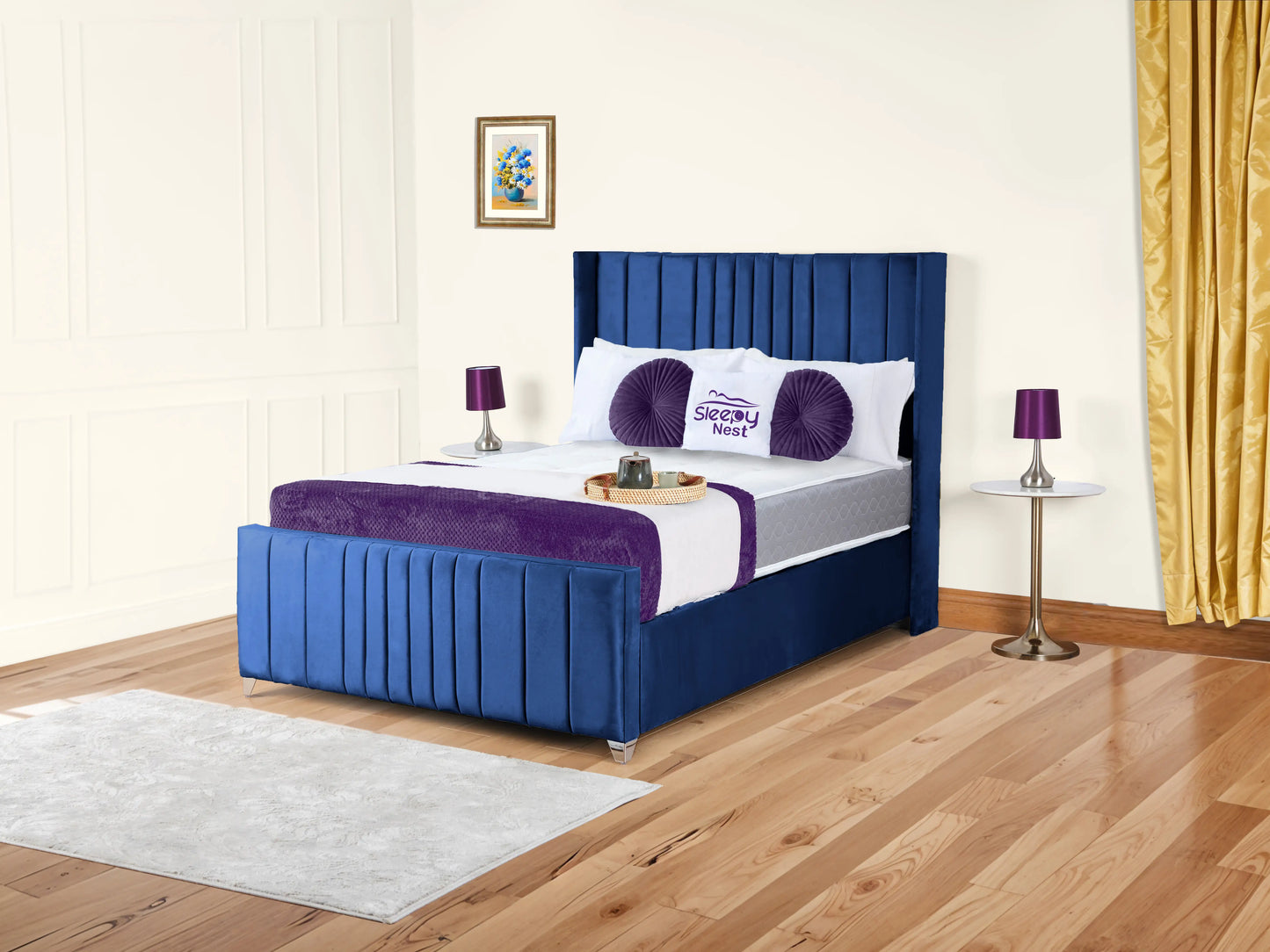 Valencia Lined Wings Upholstered Bed
