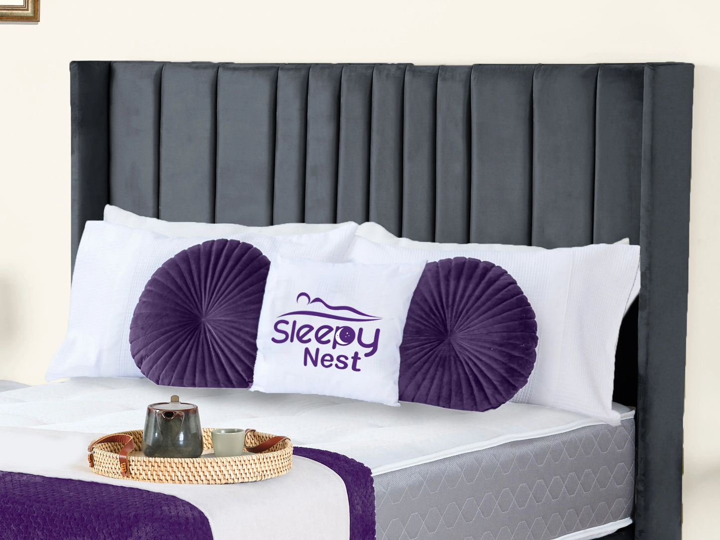 Valencia Lined Wings Upholstered Bed