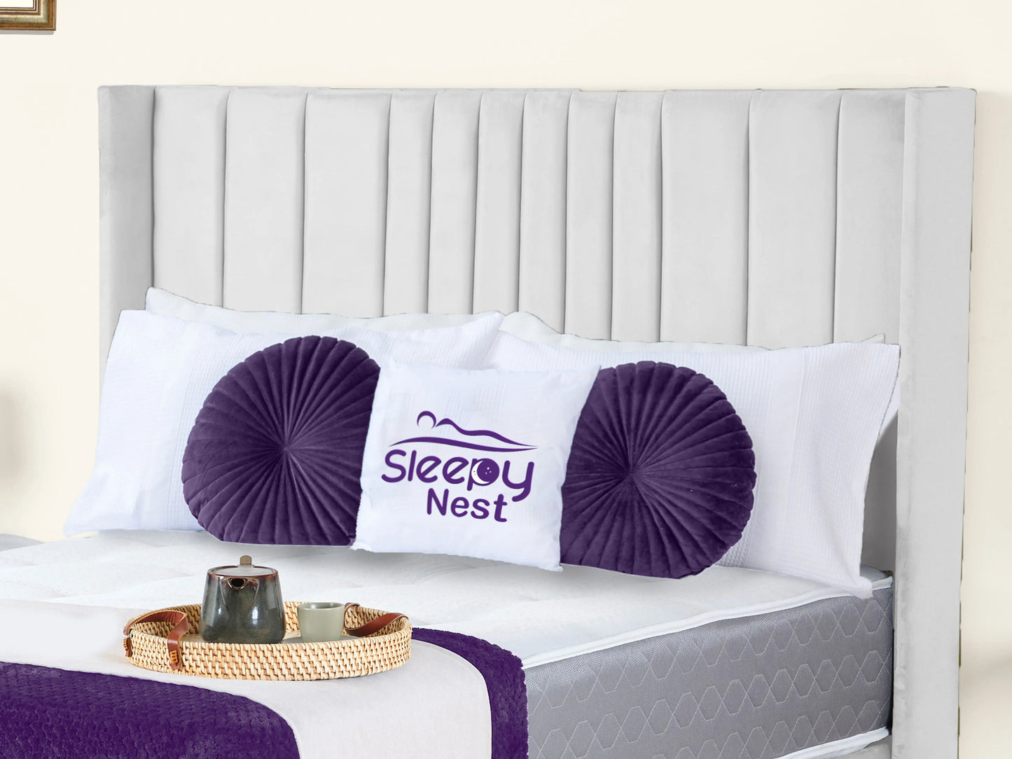 Valencia Lined Wings Upholstered Bed