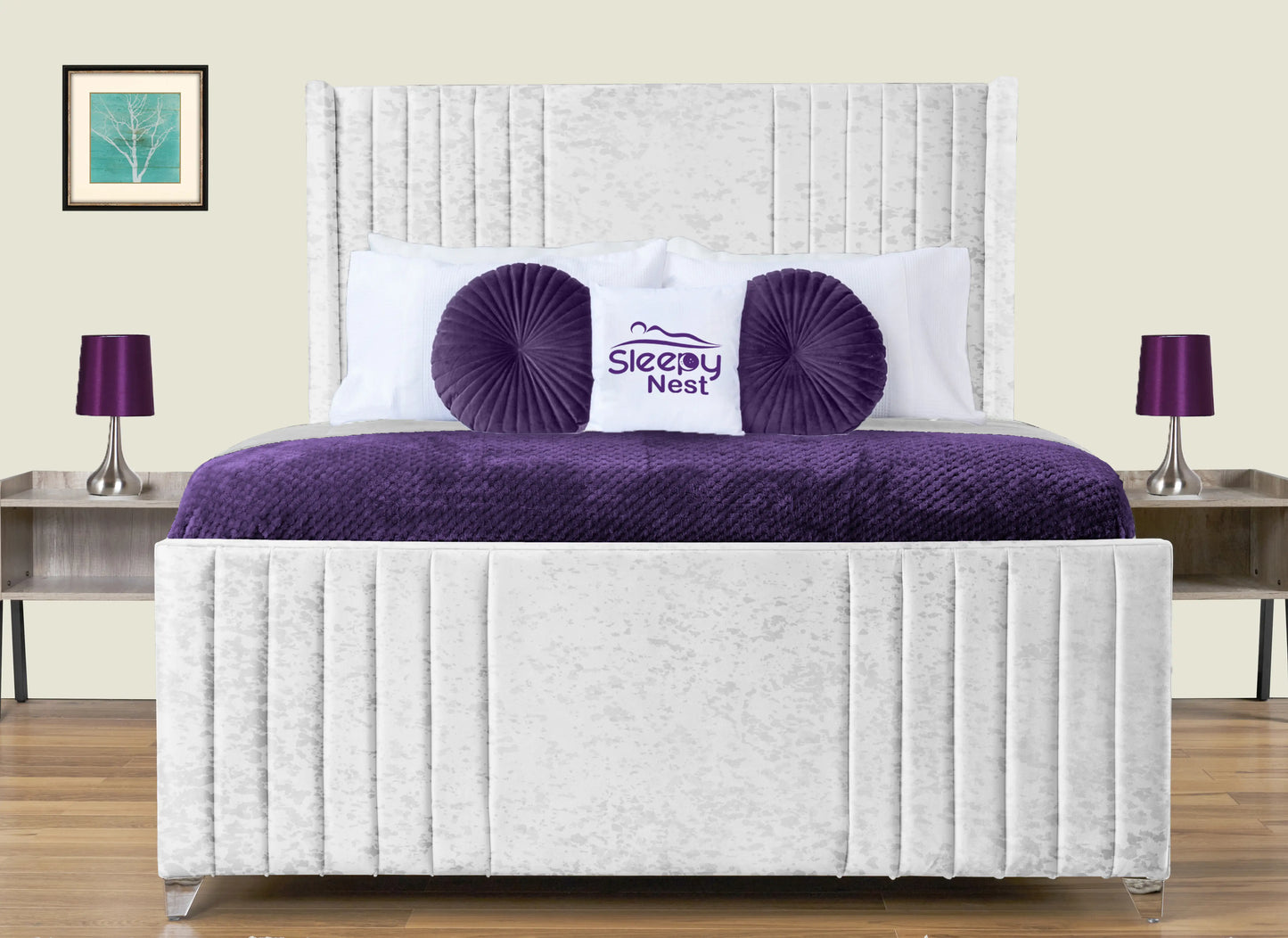 Elise lined winged Upholstered Bed