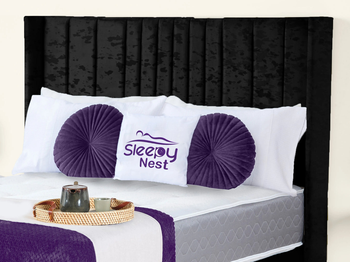 Valencia Lined Wings Upholstered Bed