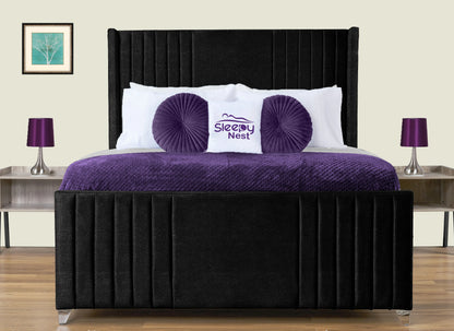 Elise lined winged Upholstered Bed