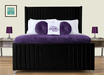 Elise lined winged Upholstered Bed