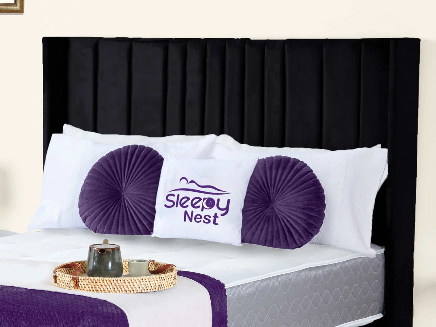 Valencia Lined Wings Upholstered Bed