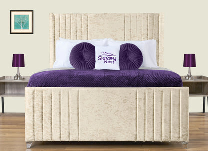 Elise lined winged Upholstered Bed