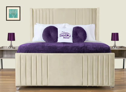 Elise lined winged Upholstered Bed
