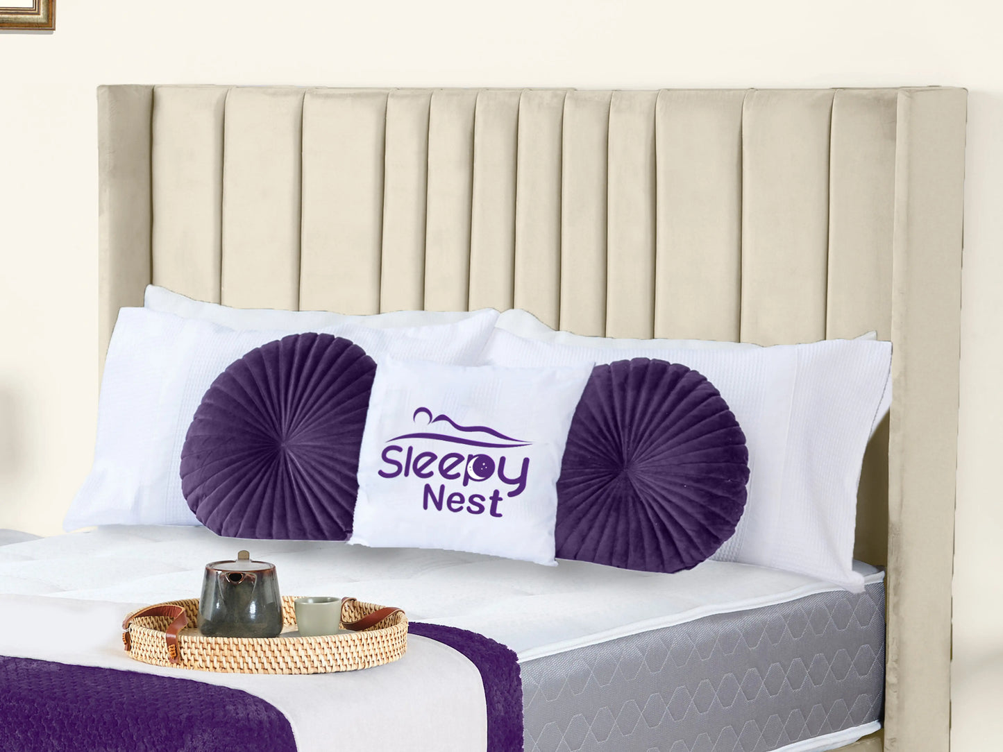 Valencia Lined Wings Upholstered Bed