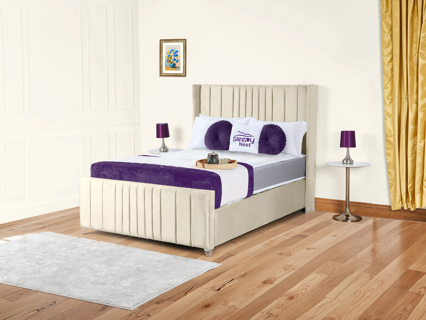 Valencia Lined Wings Upholstered Bed