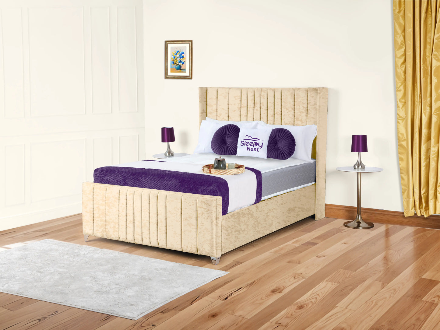 Valencia Lined Wings Upholstered Bed