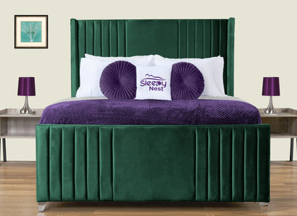 Elise lined winged Upholstered Bed