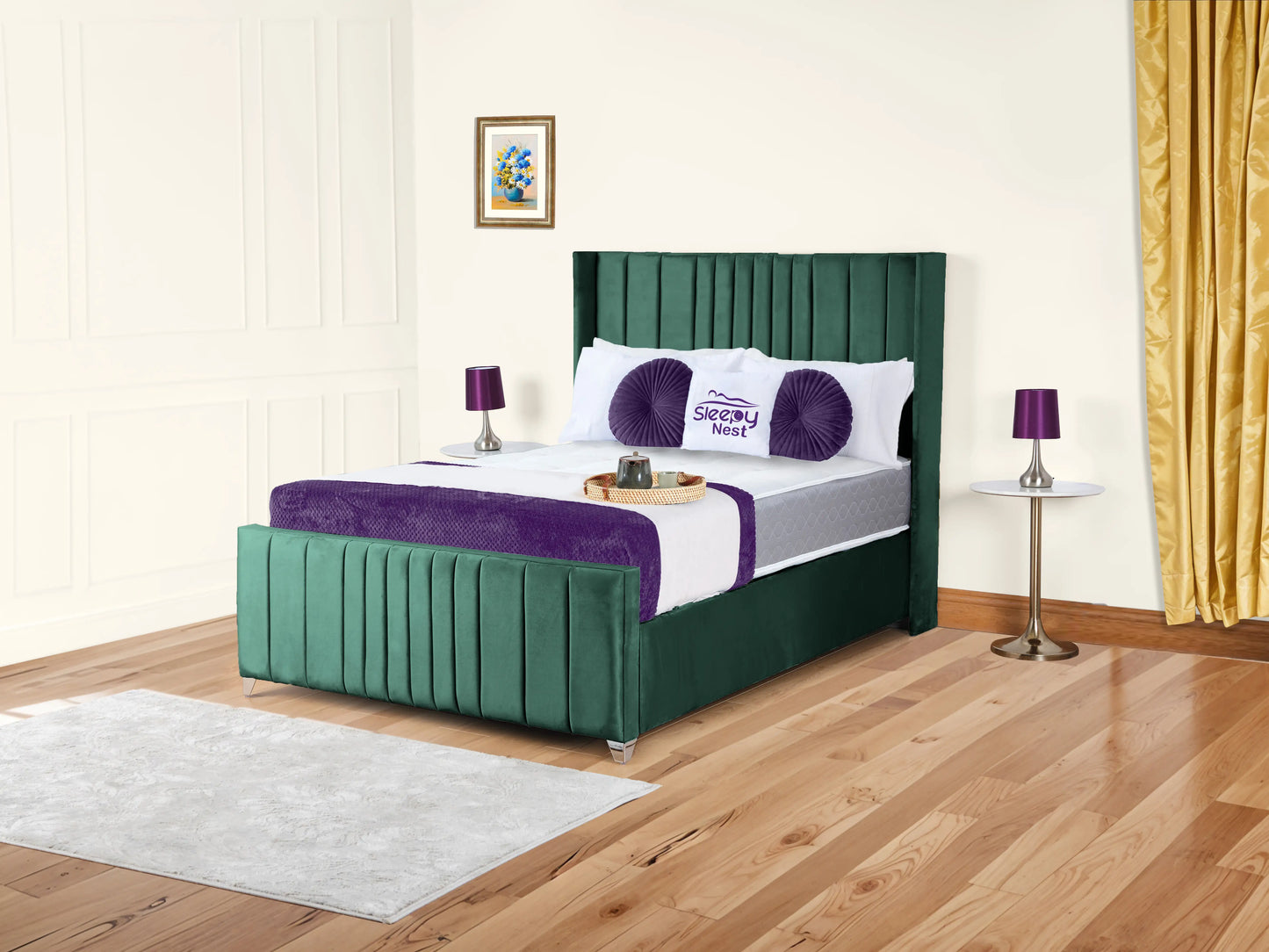 Valencia Lined Wings Upholstered Bed