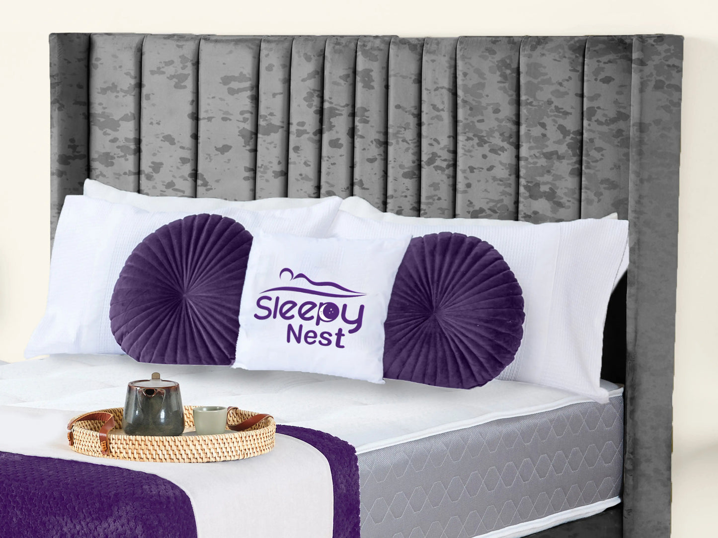 Valencia Lined Wings Upholstered Bed