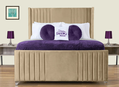 Elise lined winged Upholstered Bed