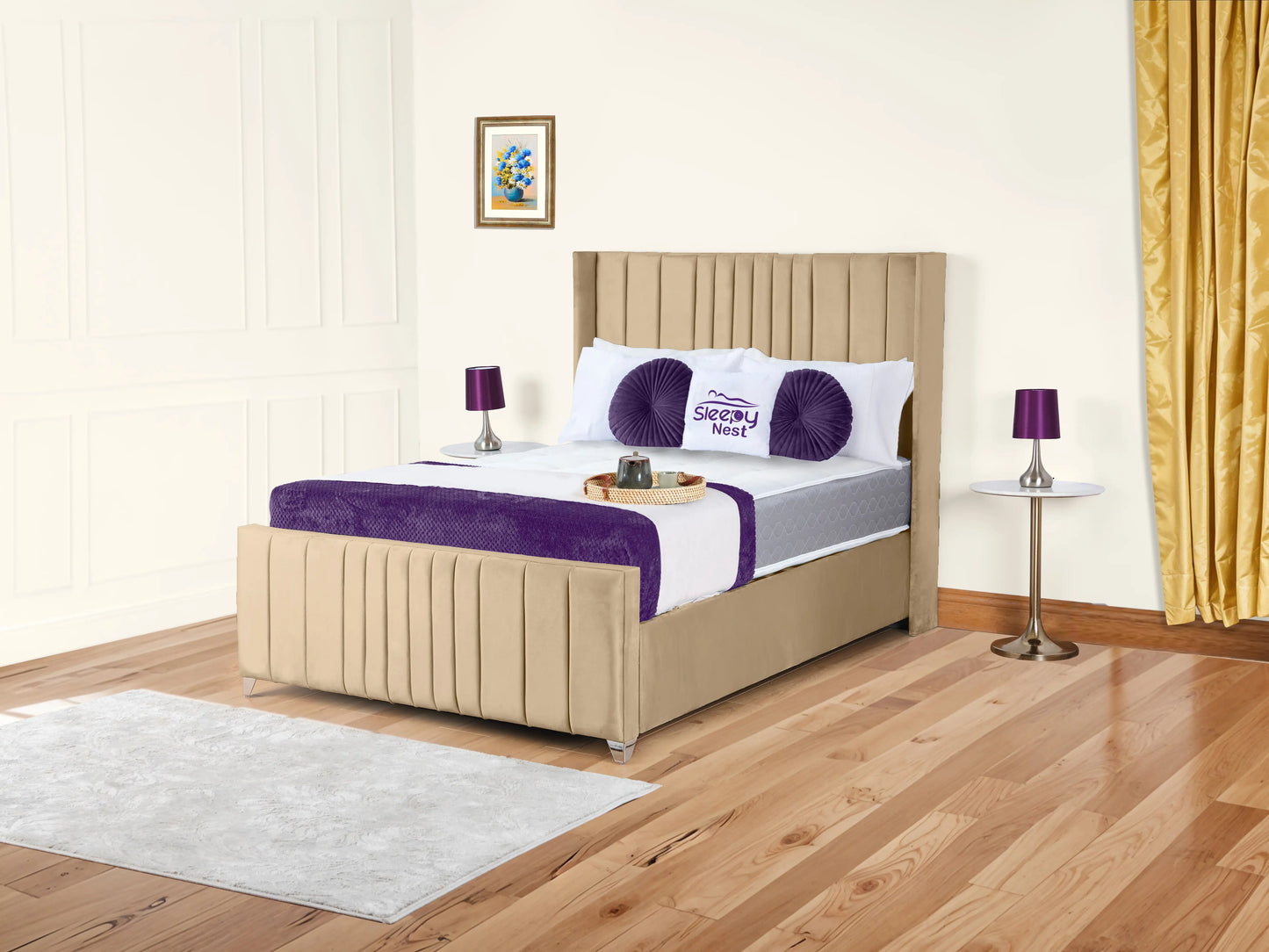 Valencia Lined Wings Upholstered Bed