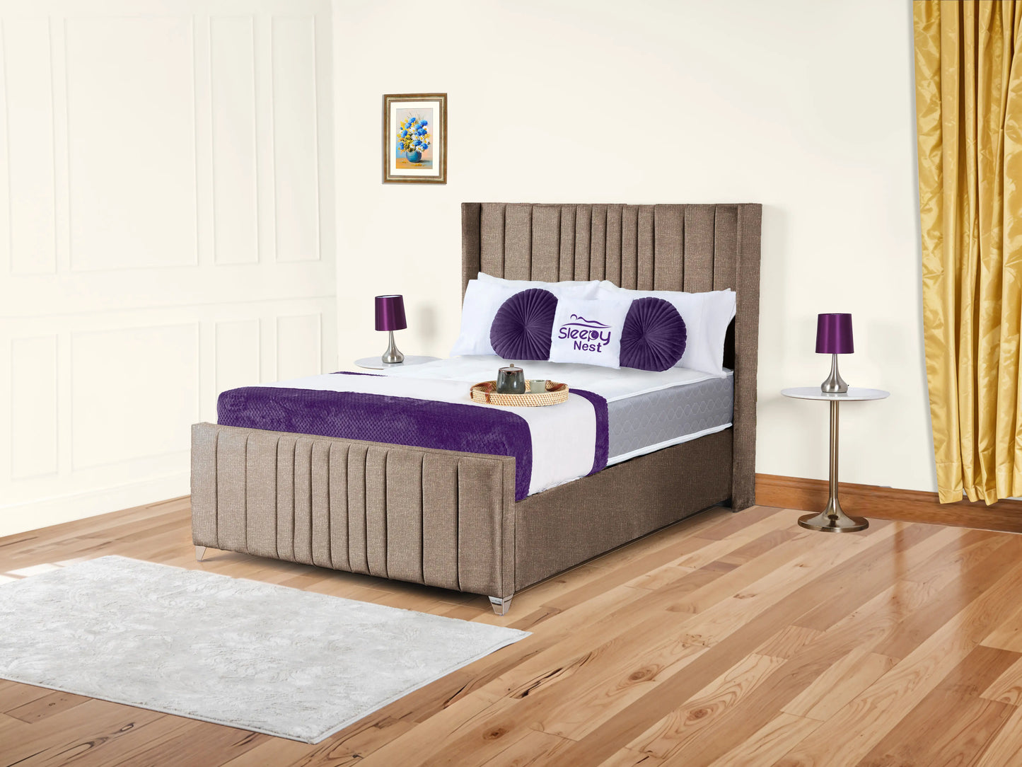 Valencia Lined Wings Upholstered Bed