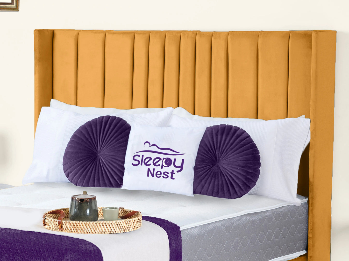 Valencia Lined Wings Upholstered Bed