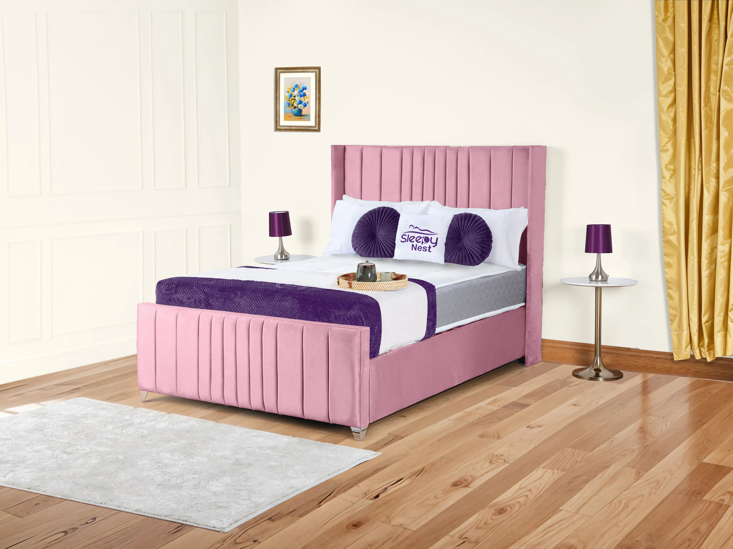 Valencia Lined Wings Upholstered Bed