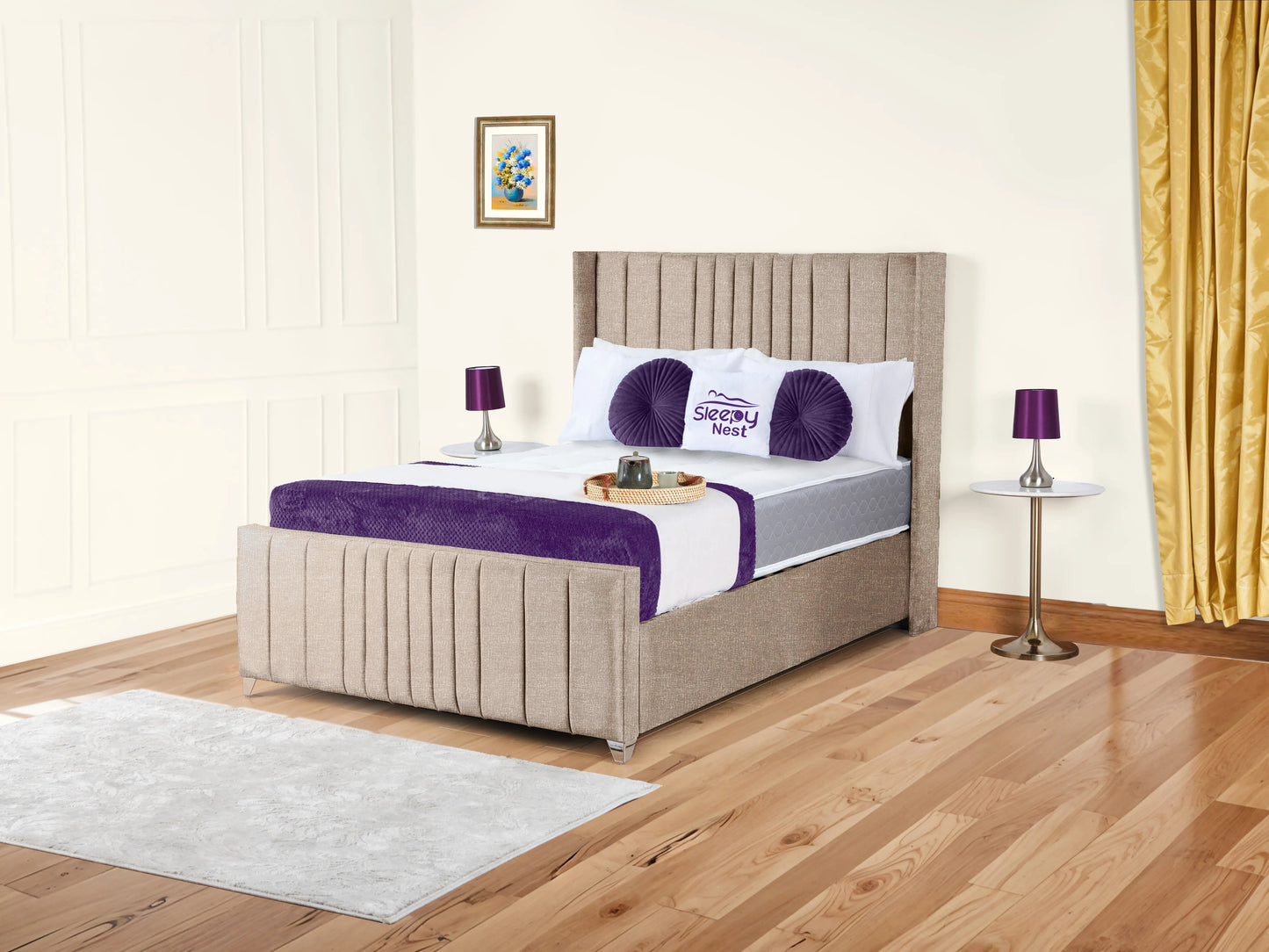 Valencia Lined Wings Upholstered Bed