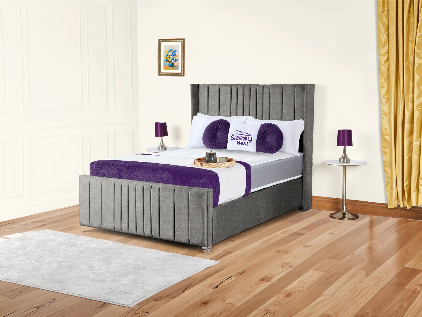 Valencia Lined Wings Upholstered Bed