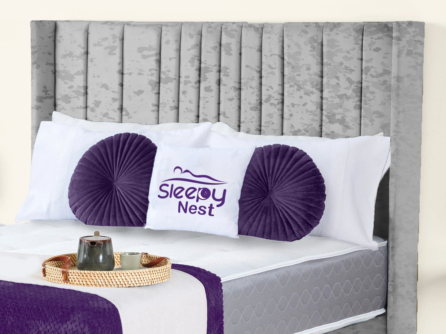 Valencia Lined Wings Upholstered Bed