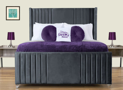 Elise lined winged Upholstered Bed