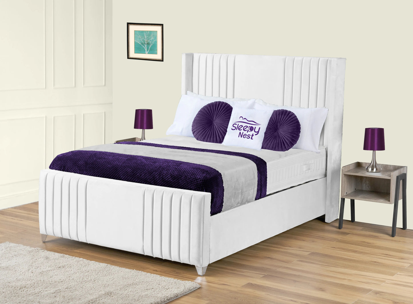 Elise lined winged Upholstered Bed
