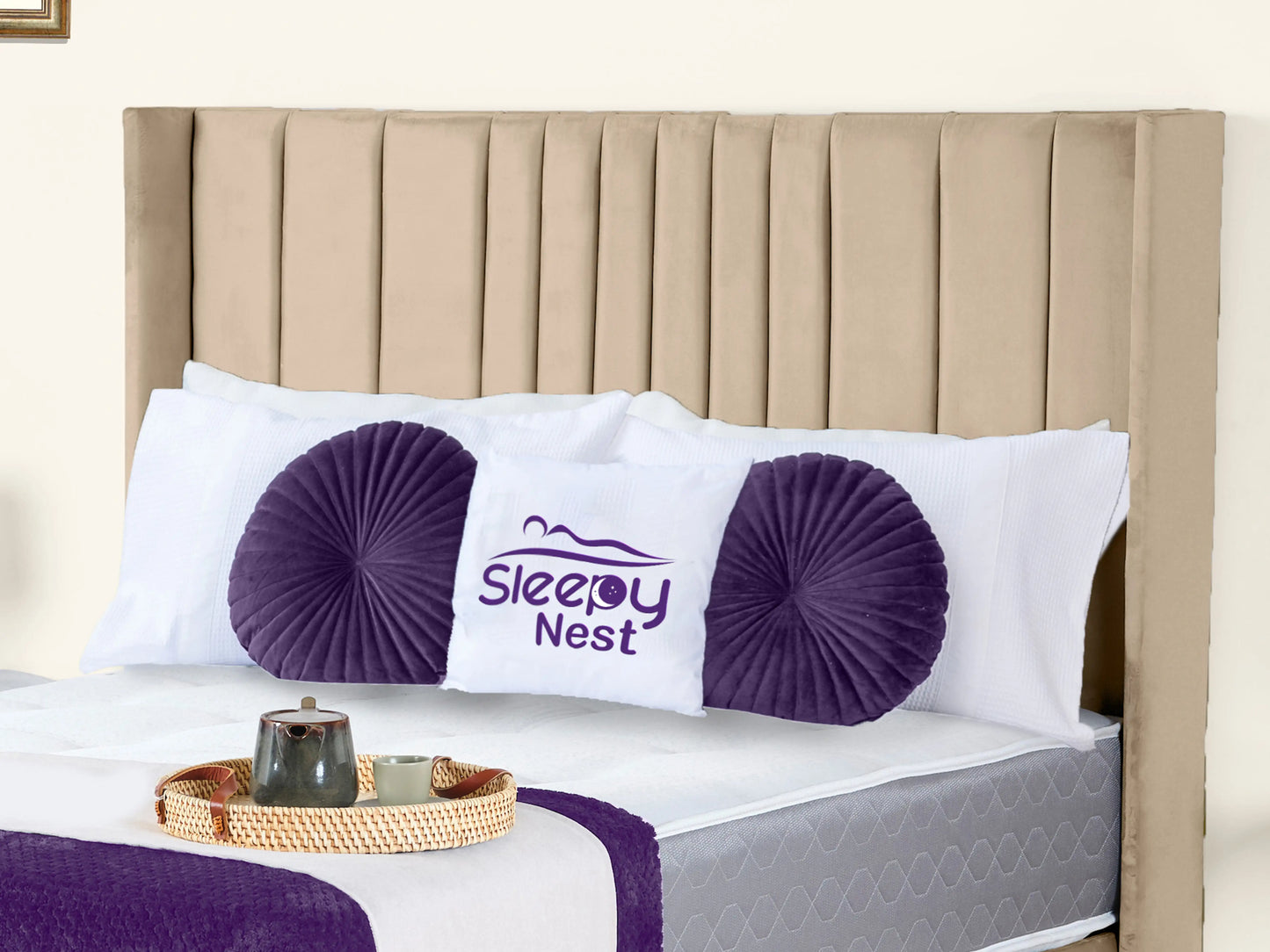 Valencia Lined Wings Upholstered Bed