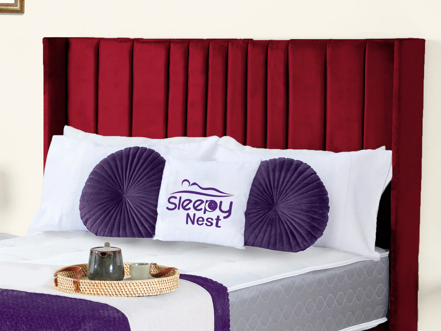 Valencia Lined Wings Upholstered Bed