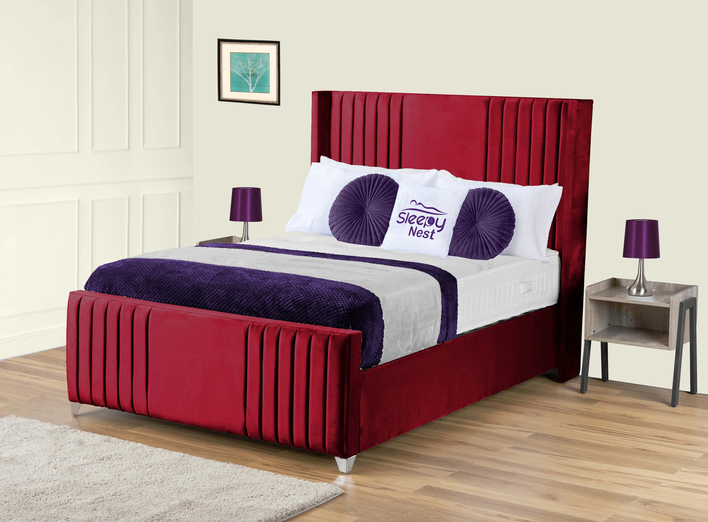 Elise lined winged Upholstered Bed