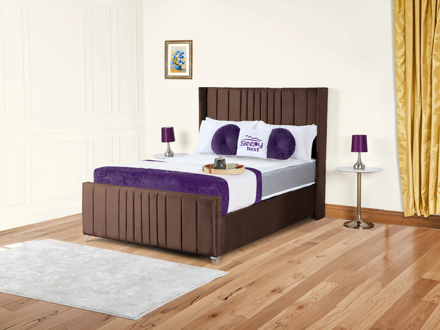 Valencia Lined Wings Upholstered Bed