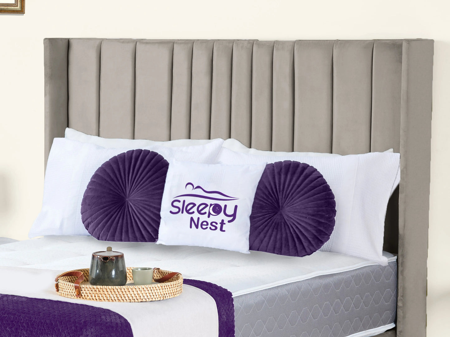 Valencia Lined Wings Upholstered Bed