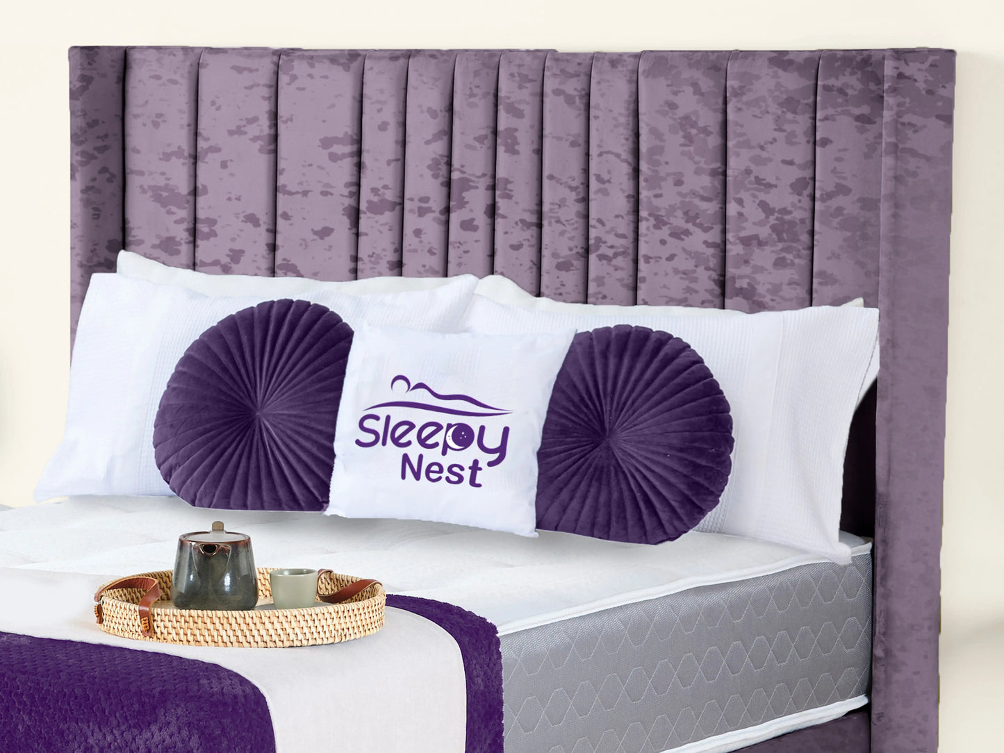 Valencia Lined Wings Upholstered Bed