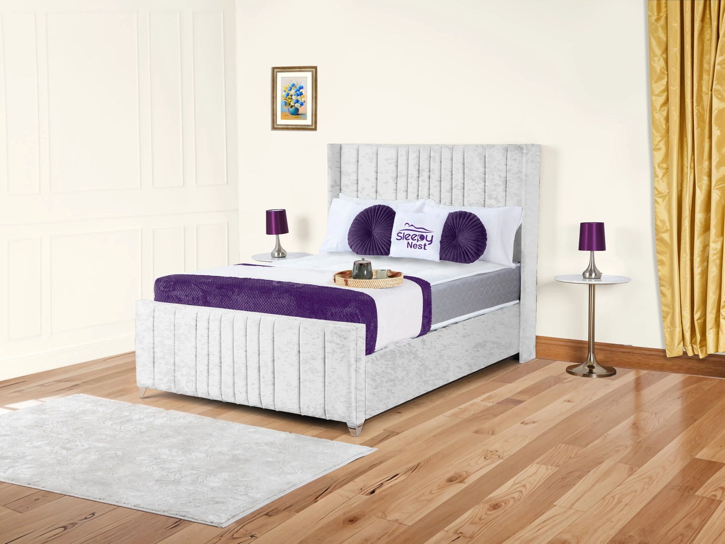 Valencia Lined Wings Upholstered Bed